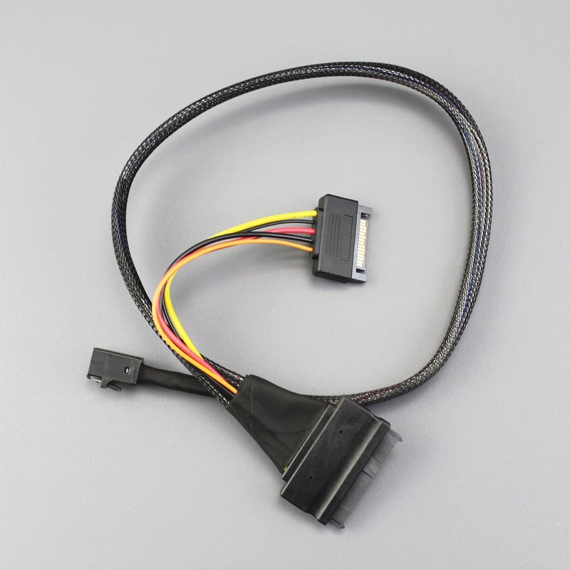 GLOTRENDS 12G Mini-SAS(SFF-8643) to U.2 (SFF-8639) NVMe SSD Cable 0.5M with U.2 SSD Mounting Bracket (PCI-SFF8643) - Image 2